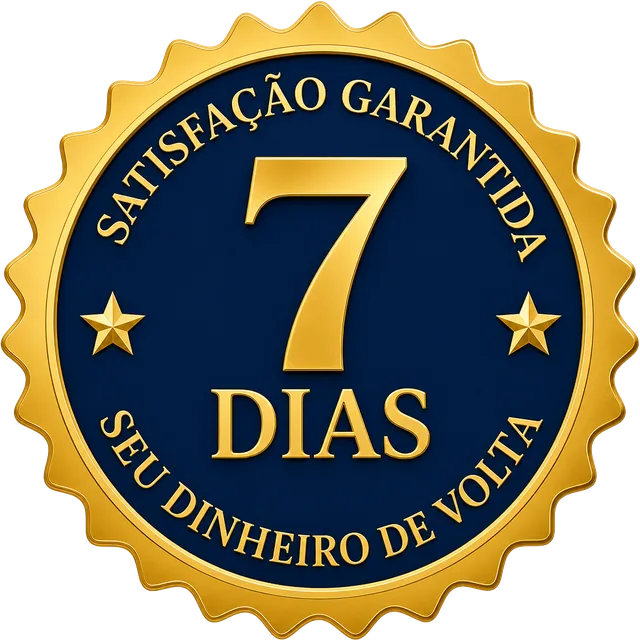 Selo de satisfação garantida — 7 dias, seu dinheiro de volta